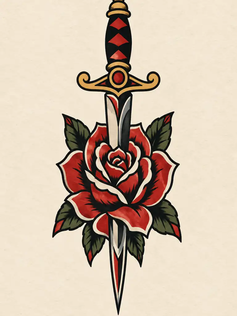 Traditional Rose and Dagger